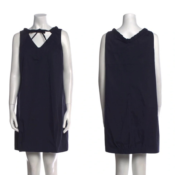 Prada Dresses & Skirts - Prada Women’s Shift Sleeveless V-Neck Mini Dress Nautical Navy Blue 38 US 2